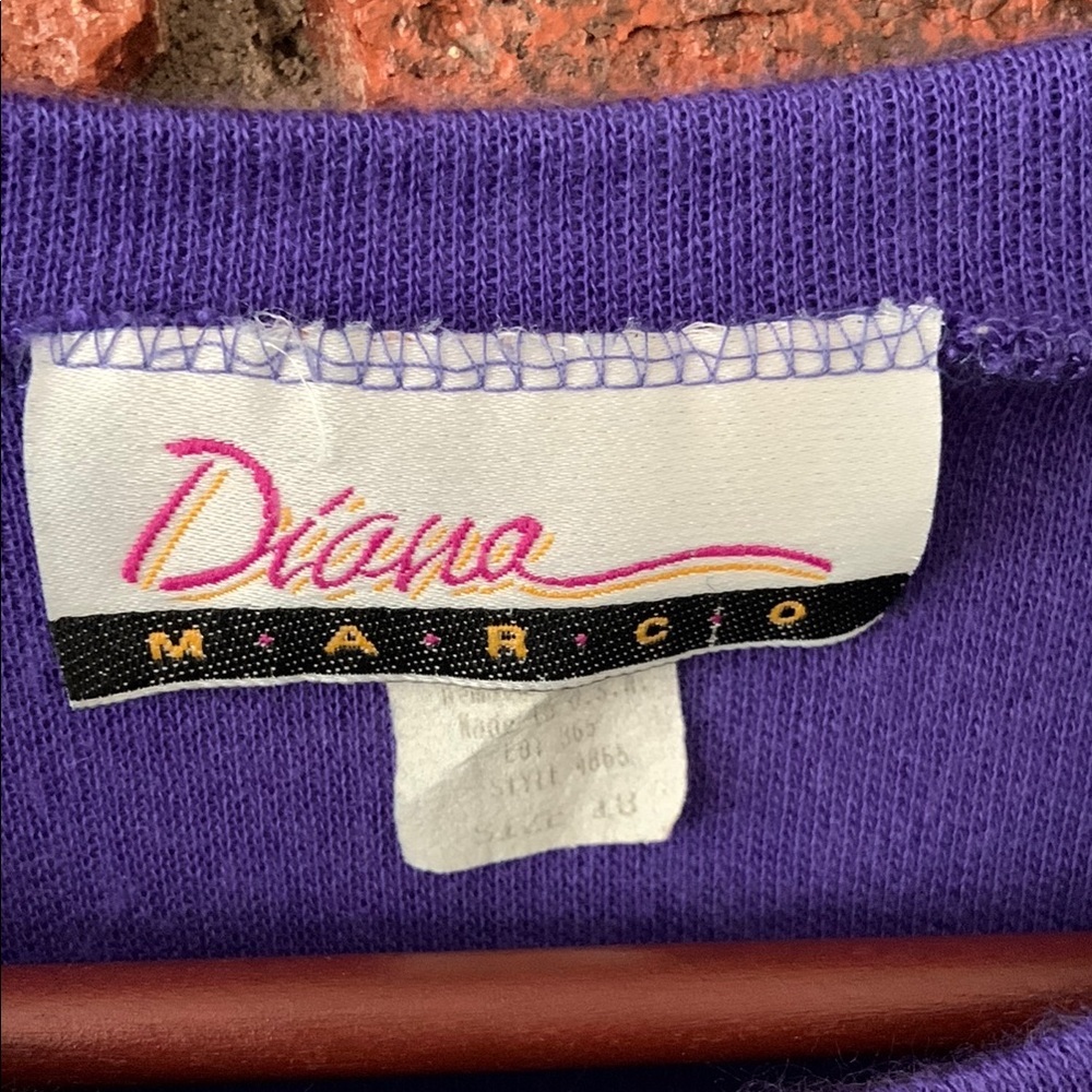 Vintage Diana Marco Purple Teal Geometric Print Sweater - Picture 3 of 7